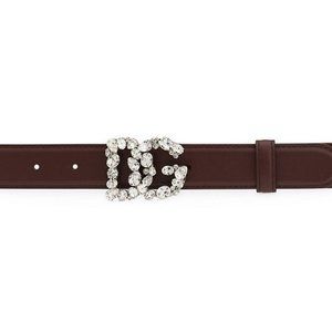 DOLCE&GABBANA Game Day DG Crystal Logo Leather Belt size 90 cm